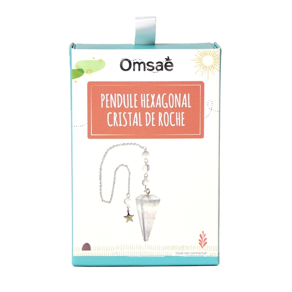 Pendule Hexagonal en Cristal de roche et charm Etoile 9