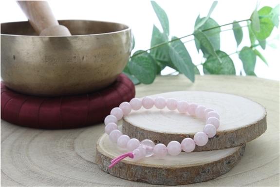 Bracelet Mala en Quartz Rose