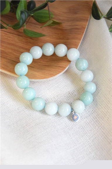 Bracelet Amazonite Perles rondes 12 mm