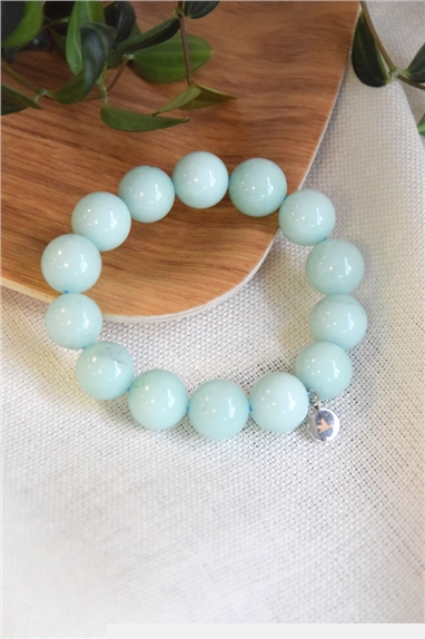 Bracelet Amazonite Perles rondes 14 mm