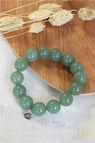 Bracelet Aventurine Verte Perles rondes 14 mm