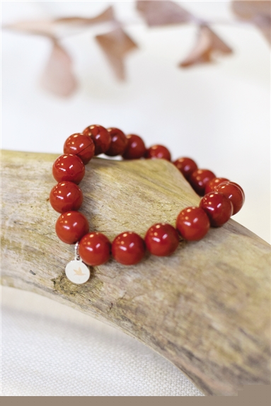 Bracelet Jaspe Rouge Perles rondes 10 mm