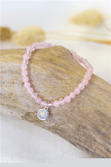 Bracelet Quartz Rose Perles rondes 4 mm