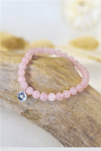 Bracelet Quartz Rose Perles rondes 6 mm