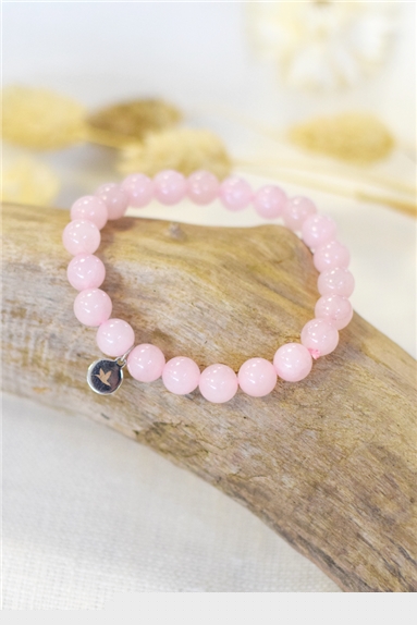 Bracelet Quartz Rose Perles rondes 8 mm