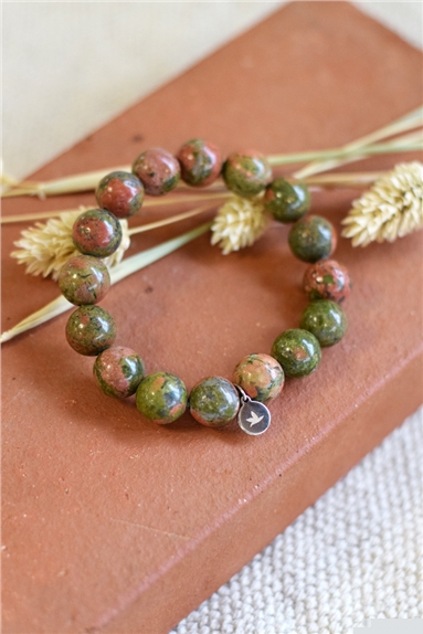 Bracelet Unakite Perles rondes 12 mm