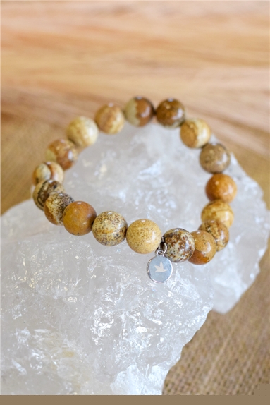 Bracelet Jaspe Paysage Perles rondes 10 mm