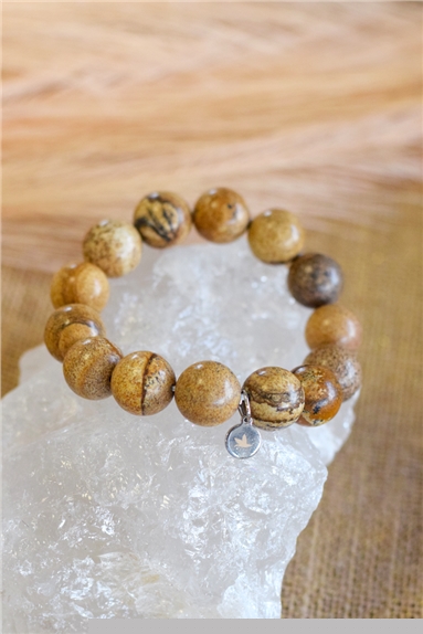 Bracelet Jaspe Paysage Perles rondes 14 mm