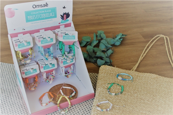 Bracelet Plage Coquillage et Perles plates en Céramique