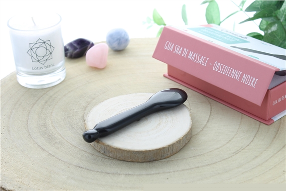 Gua Sha Cuillère en Obsidienne Noire