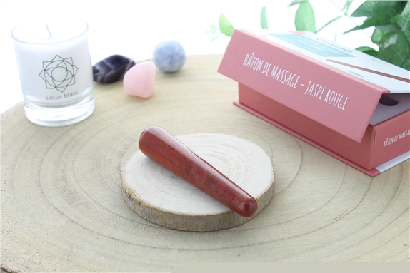 Bâton de Massage Arrondi en Jaspe Rouge