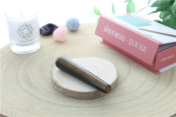 Bâton de Massage Arrondi en Oeil de Tigre