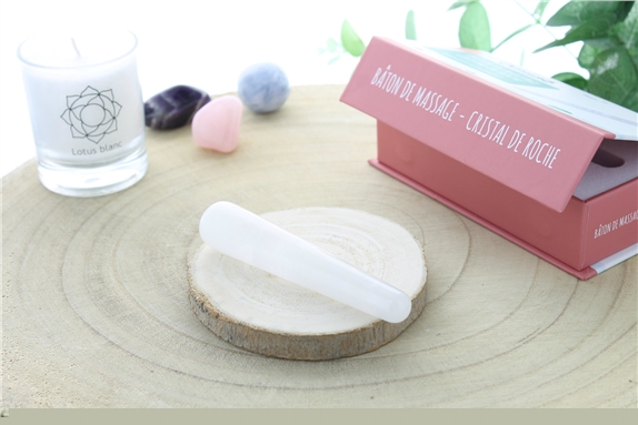 Bâton de Massage Arrondi en Cristal de Roche