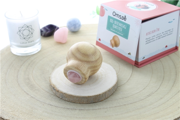 Roll-on de Massage en Quartz Rose et Bois