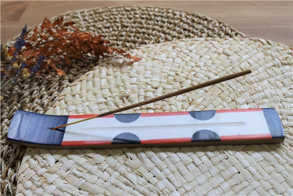 Porte-encens Bâton en Bois de manguier et Résine Motifs ronds