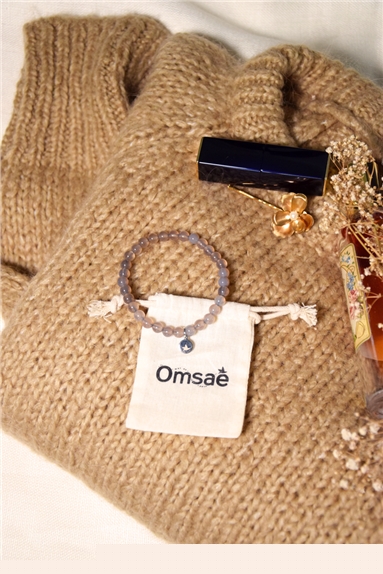 Bracelet Calcédoine Grise Perles Rondes 6 mm