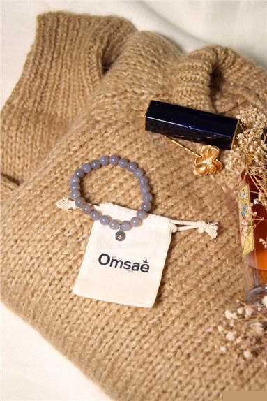 Bracelet Calcédoine Grise Perles Rondes 8 mm