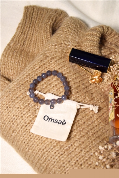 Bracelet Calcédoine Grise Perles Rondes 10 mm