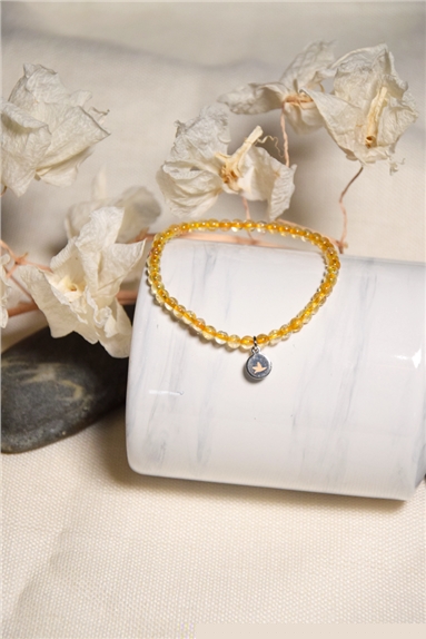 Bracelet Citrine Perles Rondes 4 mm