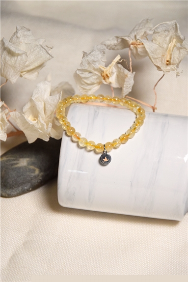 Bracelet Citrine Perles Rondes 6 mm