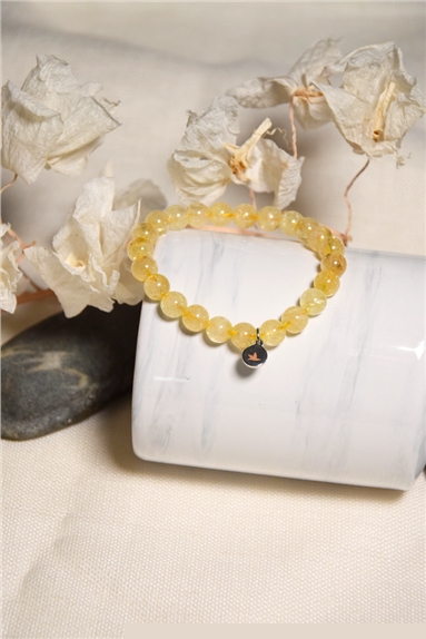 Bracelet Citrine Perles Rondes 8 mm