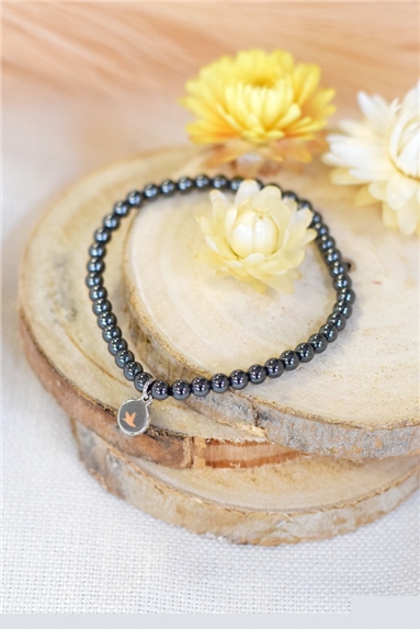 Bracelet Hématite Reconstituée Perles Rondes 4 mm