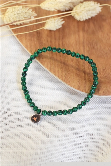 Bracelet Malachite Reconstituée Perles Rondes 4 mm
