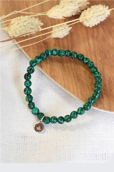 Bracelet Malachite Reconstituée Perles Rondes 6 mm