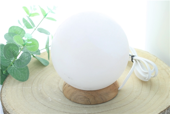 Lampe en Cristal de Sel Blanc Ronde
