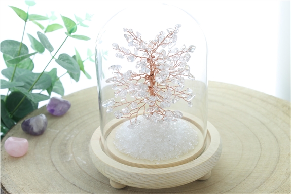Arbre du Bonheur sous cloche Cristal de Roche