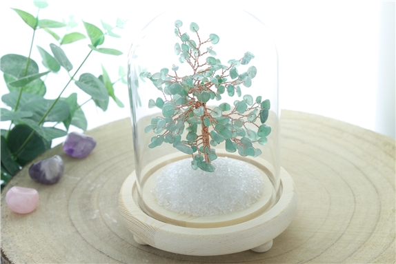 Arbre du Bonheur sous cloche Aventurine Verte