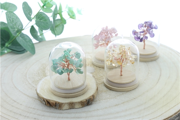 Mini Arbre du Bonheur sous cloche en Pierre