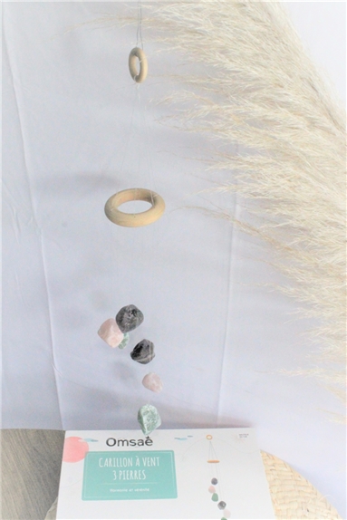 [3660341699041] Carillon à vent Pierre brute Quartz Rose Améthyste Aventurine Verte