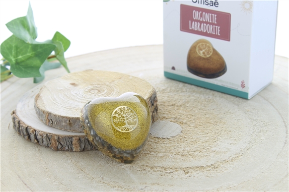 Coeur Orgonite Labradorite Arbre de vie