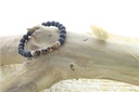 Bracelet Pierre de lave et Oeil de Tigre Perles rondes 8 mm