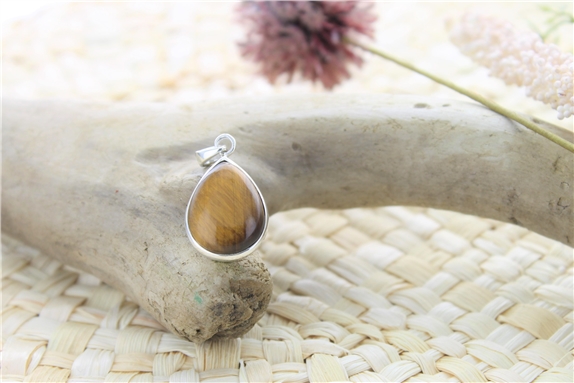 Pendentif Oeil de Tigre Argent 925 Forme goutte Petit modèle