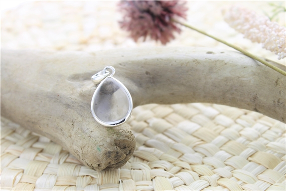 Pendentif Cristal de Roche Argent 925 Forme goutte Petit modèle