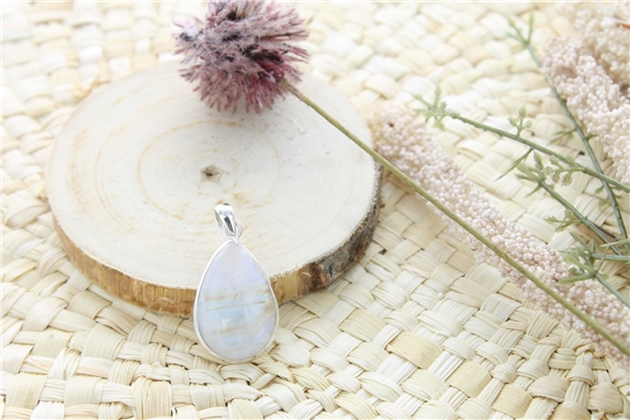 Pendentif Pierre de Lune Argent 925 Forme goutte Grand modèle