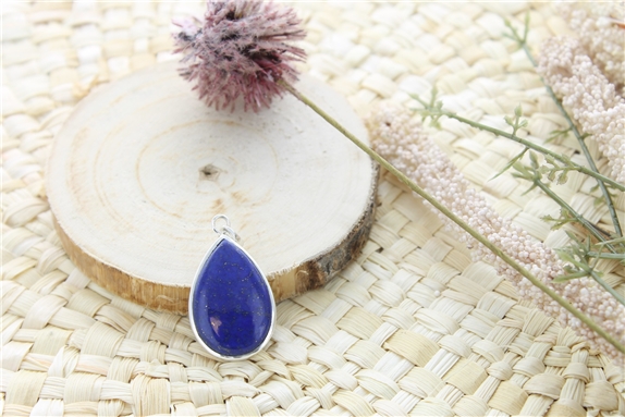 Pendentif Lapis Lazuli Argent 925 Forme goutte Grand modèle