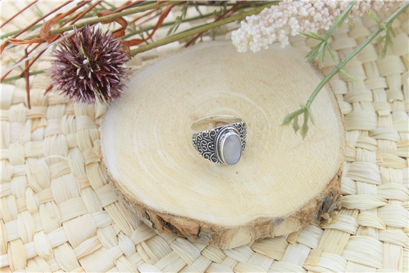 [3660341700648] Bague Pierre de Lune Argent 925 Geshna T53