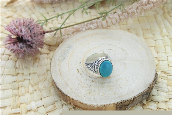 [3660341700716] Bague Turquoise Argent 925 Ronde T61