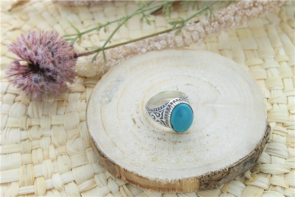 Bague Turquoise Argent 925 Ronde T62