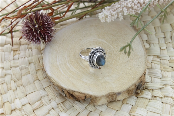 [3660341700792] Bague Labradorite Argent 925 Ronde T54
