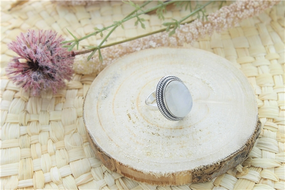 Bague Pierre de Lune Argent 925 Ronde T54