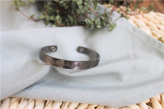 Bracelet cuivre avec Aimants Jonc finition métal argenté