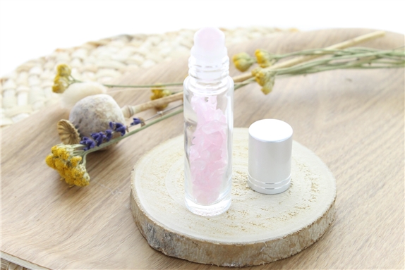 Roll-on pour Huiles Essentielles en Quartz Rose