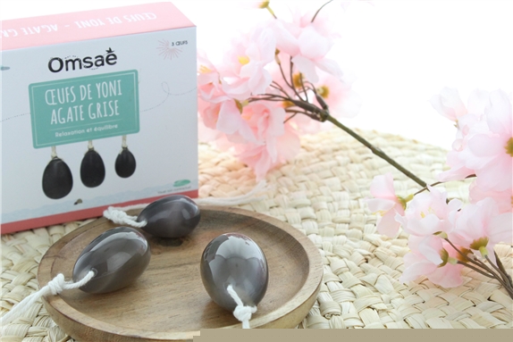 Coffret Oeufs de Yoni en Agate Grise Assortiment de 3