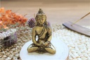 Statuette Bouddha Dhyana Mudra en Laiton doré mat 7,5 cm