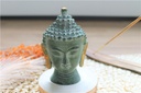 Statuette Tête de Bouddha en Laiton vert antique 11.5 cm