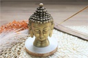 Statuette Tête de Bouddha en Laiton doré mat 11.5 cm
